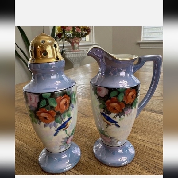 Vintage Noritake Porcelain Lusterware Muffineer (Sugar) And Creamer - Picture 1 of 10
